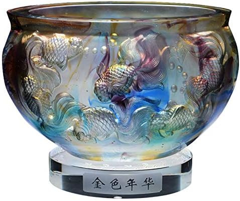 LHMYGHFDP ışık lüks High-End hazine kase Goldfish bereket Feng Shui cam el sanatları servet açıldı eve taşınma hediyeler