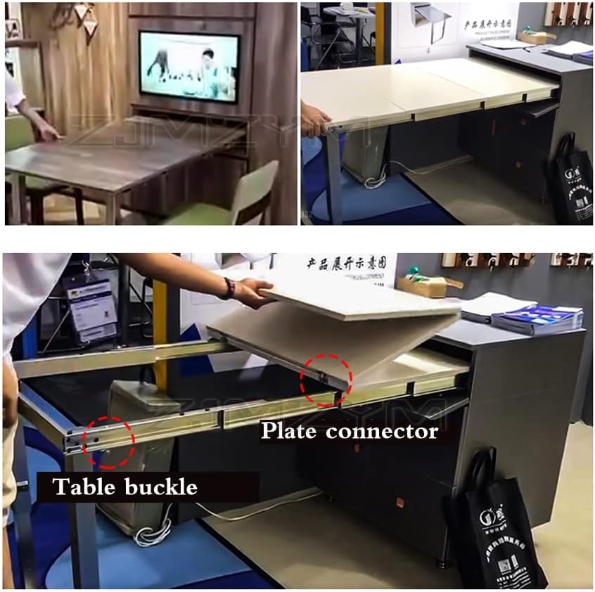 Çok Bölümlü Gizli Masa Kızak Çok fonksiyonlu Çekme Katlanır yemek masası Geri Çekilebilir Raylı Düz İtme Ayaklı Parça