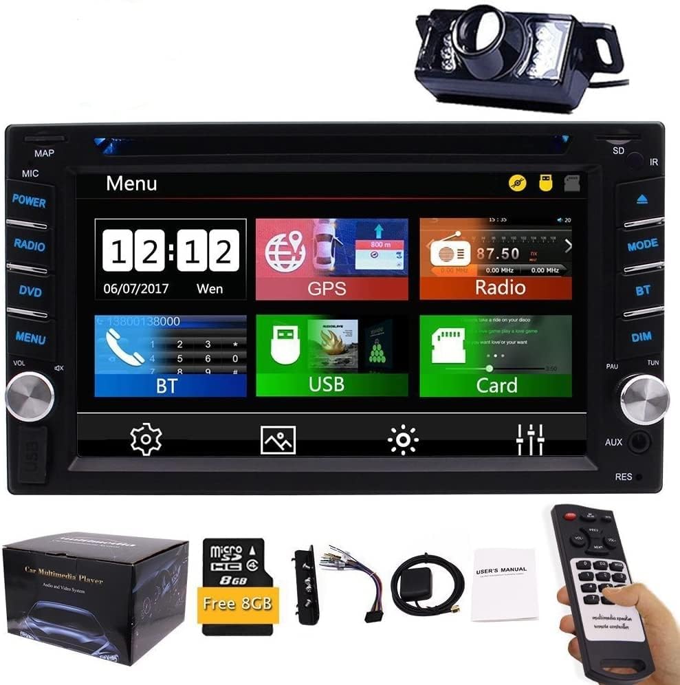Çift Din Araba Stereo GPS Navigasyon Sistemi DVD Oynatıcı Bluetooth 2 Din Araba Radyo Kapasitif Dokunmatik Ekran +