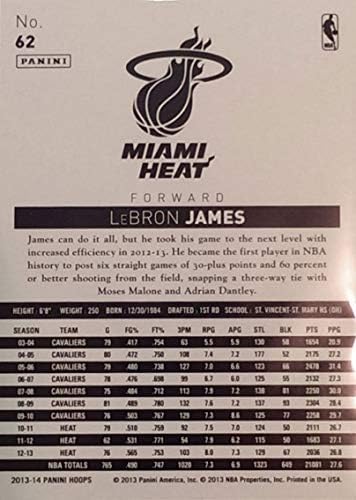 Lebron James 2013 2014 Çemberler Basketbol Serisi Nane Kartı 62