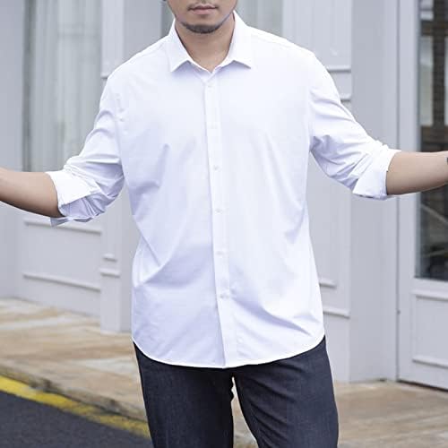 DGKaxıyaHM erkek Basit Iş Yaka Uzun Kollu Gömlek Temel Slim Fit Profesyonel Elbise Gömlek Baggy Katı Hırka Gömlek