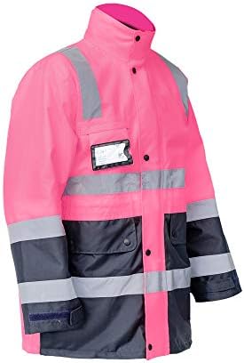 SMASYS Güvenlik Yüksek Görünürlük Oxford Çift Kalın Yansıtıcı Ceket, ANSI Sınıf 3, İnşaat Koruyucu iş Elbisesi