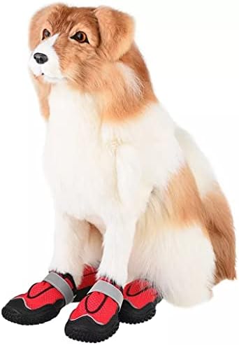 LEPSJGC 4 Parça Köpek Ayakkabı Yumuşak Malzeme Dayanıklı Pet Çizmeler Rahat Giyim Pençe Koruma Yansıtıcı (Renk: D,