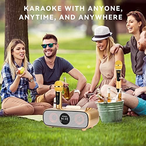 Yetişkinler ve Çocuklar için Karaoke Makinesi, Tutuculu Taşınabilir Bluetooth 2 Kablosuz Karaoke Mikrofonu/USB/TF