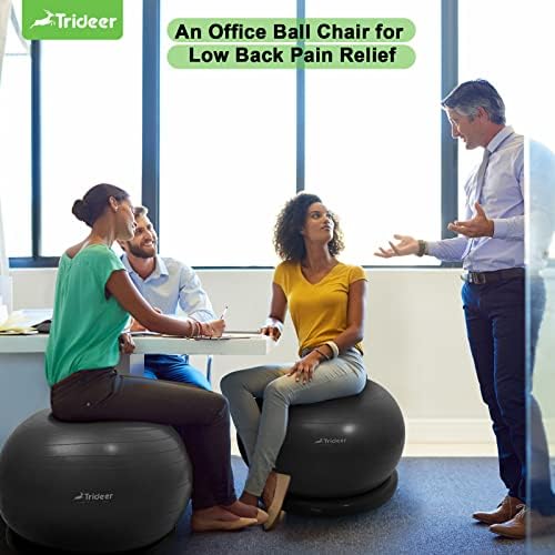 Trideer Top Sandalye Yoga Topu Sandalye Ev Ofis Masası için Tabanlı Egzersiz Topu Sandalye, Sırt Ağrısını Hafifletmek