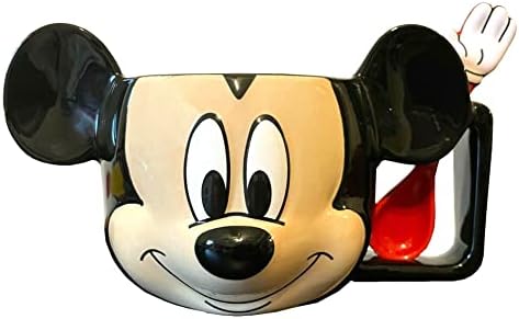Disney Parkları-Figürlü Mickey Mouse-Seramik Kahve ve Çay Bardağı - 12 Ons - Kaşıklı, Gri