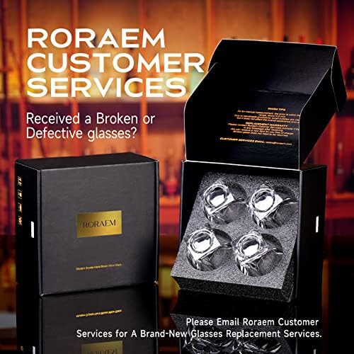 RorAem Viski Bardakları-Kristal Viski Bardakları 4'lü Set Viski Erkekler için Hediyeler Bourbon Bardakları 4'lü Set