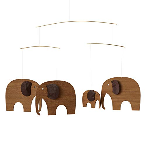 Elephant Party Hanging Nursery Mobile, Tik Ağacı - 29 inç - Tik Ağacı - Danimarka'da El Yapımı Flensted tarafından