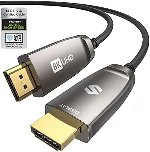 Silkland Sertifikalı 8K Fiber Optik HDMI 2.1 Kablo 33ft, [Duvar İçi Kasa] 4K 144Hz/120Hz HDMI Kablosu, 48Gbps, HDR10,