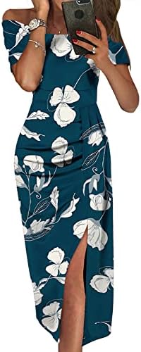 Yaz elbisesi Kadınlar için 2023 Kontrast Renkli Baskı Şal Bölünmüş Kolsuz Off-The-Omuz Elbiseler