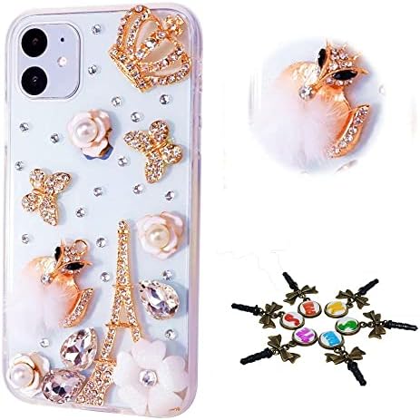 STENES Sparkle Telefon Kılıfı iPhone 12 Kılıf ile Uyumlu - Şık-3D El Yapımı Bling Taç Çiçekler Standı Rhinestone Kristal