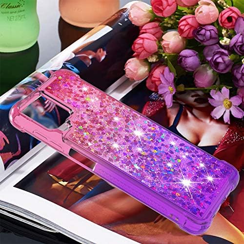 Temperli Cam Ekran Koruyuculu Samsung Galaxy A12 Kılıfı için CAİYUNL, Kadın Kızlar Glitter Bling Yüzen Sıvı Sevimli