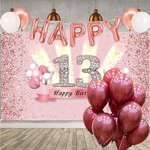 13th Doğum Günü Süslemeleri Kızlar için Mutlu 13th Doğum Günü Zemin Afiş Parti Deco Kız 13 Yaşında Yıldönümü Partisi