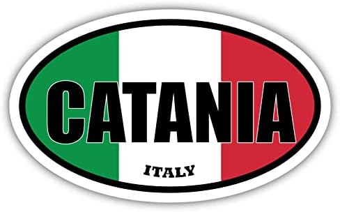 Katanya İtalya Bayrağı Oval Çıkartması Vinil tampon çıkartması 3x5 inç