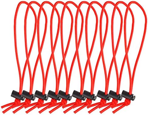 POWRİG 6 Elastik Kablo Bağları Bungee Kordonlar Ayarlanabilir Kablo Yönetimi Yeniden Kullanılabilir-Kırmızı (10'lu