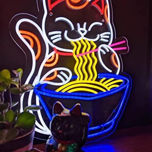 Servet kedi Ramen neon burcu El yapımı Ramen Japon Erişte led ışık Burcu Ramen Anime Neon ışıkları duvar yatak odası
