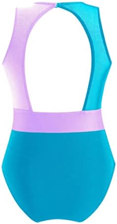 Loloda Jimnastik Mayoları Mayo Kızlar için Kesme Geri Atletik Tulum Giyim Tek Parça Unitard Bodysuit Açık Mavi ve