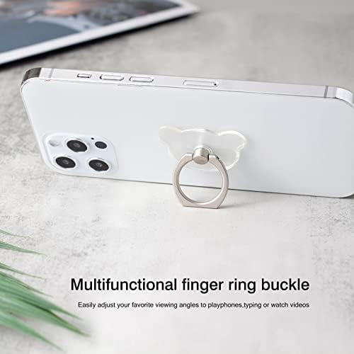 [2 Paket] Şeffaf ayı kafa parmak yüzük cep telefonu halka tutucu standı,360 derece rotasyon ve cilalı elektroliz telefon