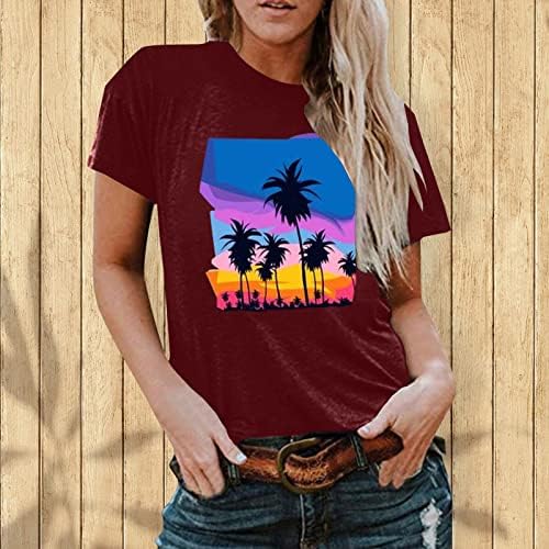 Boho Kadınlar için Tops, bayanlar Plaj Baskı Tees Gömlek Artı Boyutu Tunik Yaz Crewneck Kısa Kollu Üstleri