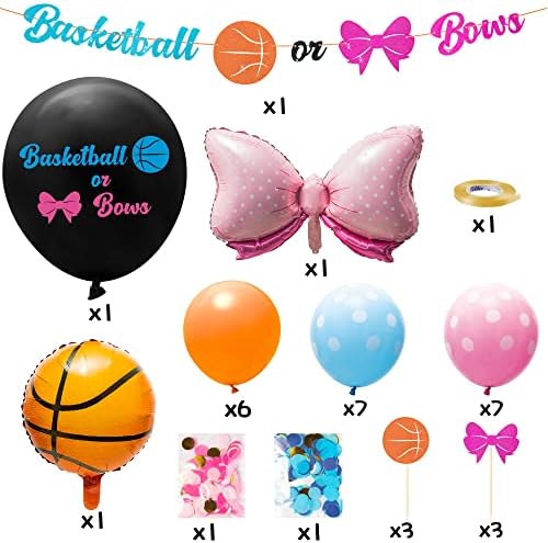 A1dıee 32 Adet Basketbol Yaylar Cinsiyet Reveal Süslemeleri Kiti 36İn Cinsiyet Reveal Balon Basketbol Pembe Yay Folyo
