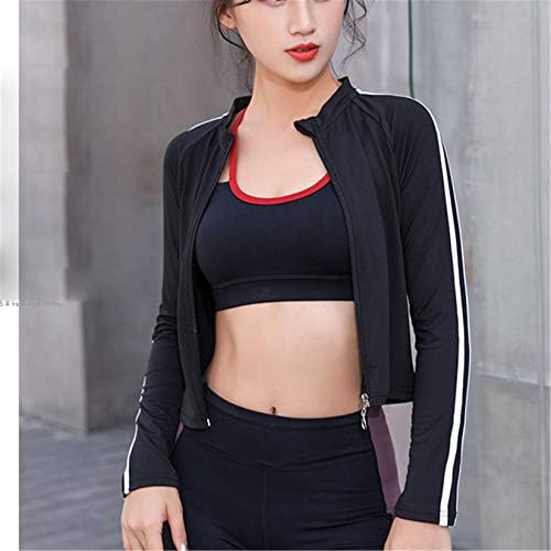 Andongnywell kadın Spor Egzersiz Zip Up Uzun Kollu Sweetshirt Gömme Kırpma pardösü Spor Elastik üst