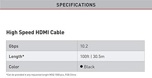 Barkan 100ft Ultra Yüksek Hızlı HDMI Kablosu 4K Ultra HD 60Hz HQ Performans Güçlendirici 24K Altın Kaplama Kafa Siyah