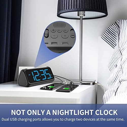 Netzu Dijital Çalar Saat, 8 Renkli Gece Lambalı Yatak Odaları için Çalar Saatler, Büyük LED Ekran, Çift Alarm, Dimmer,
