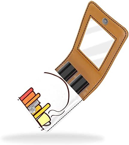 ORYUEKAN Ruj Durumda Ayna ile Sevimli Taşınabilir Makyaj Çantası kozmetik çantası, Dünya Kitap Günü Karikatür