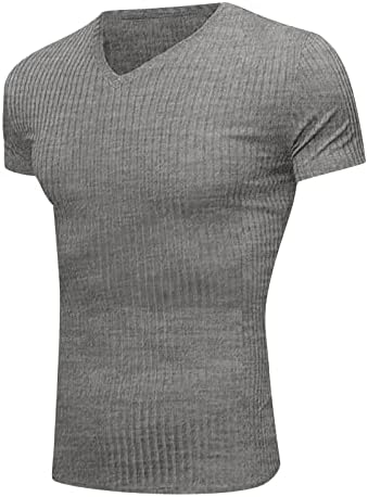 OVERMAL Erkek Casual Slim Fit Temel kısa kollu moda T-Shirt V Yaka Yaz Üst