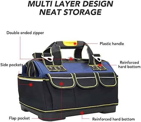 Taşınabilir alet saklama çantası, Büyük Uzay 5 Harici Cepler alet düzenleyici Çantası Geniş Ağızlı Atölye için (19in)