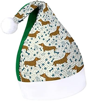 Dachshunds Baskılar Komik Noel Şapka Pullu Noel Baba Şapkaları Erkekler Kadınlar için Noel Tatil Parti Süslemeleri