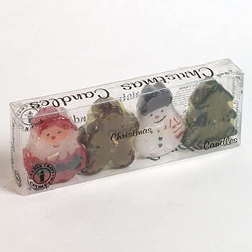 Noel Temalı Şekilli Dekoratif Mum Seti-Noel Baba, Zencefilli Kurabiye, Kardan Adam, Noel Ağacı-2,5 inç Boyunda