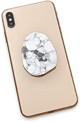 ATLLM Howlite Beyaz mermer taş Kristal telefon tutamağı Beyaz Turkuaz Katlanabilir Standı Tutucu Cep Telefonu ve Tablet