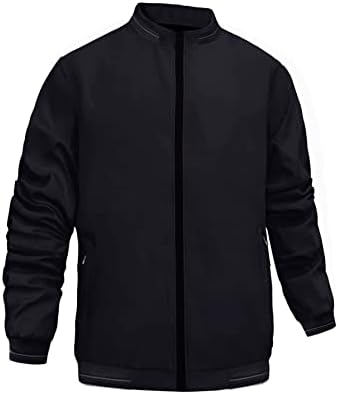 Erkekler için Ceketler - Erkekler Fermuarlı Sahte Boyunlu Ceket (Renk: Siyah, Boyut: Küçük)