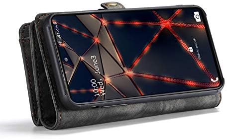 Arlgseln Kılıf için Galaxy S20 FE, hakiki Deri Cüzdan Ayrılabilir Manyetik Cep Telefonu Kapak Fermuar Çanta RFID Engelleme