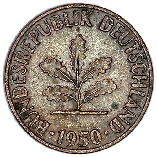 1950 D Münih Almanya KM 105 Meşe Fidesi 1 Pfennig Satıcı İyi