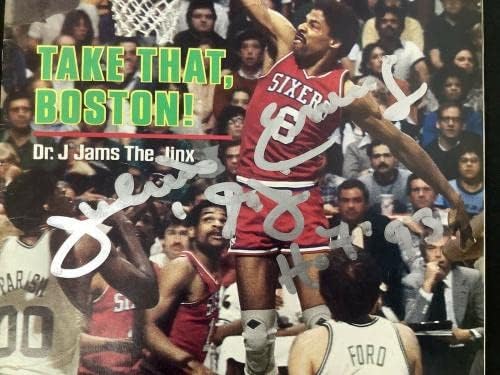 Julius Erving İmzalı Sports Illustrated Mag 5/31/82 Etiket Yok Dr. J Nets Auto UDA-İmzalı NBA Dergileri