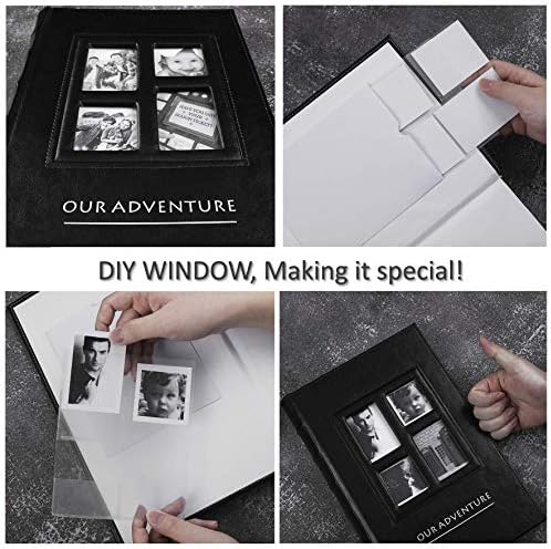 Fotoğraf Albümü 4x6 Fotoğraflar için 300 Cepler DIY Kesme Pencereli deri Kılıf, Not Alanları-Hafıza Tutma, Düğünler,
