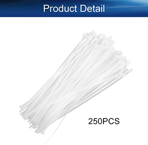 Juvıelıch 250 Adet Kablo Zip Bağları 8 İnç Beyaz Plastik kablo bağı Naylon kablo tel Bağları Kendinden Kilitleme Kravat