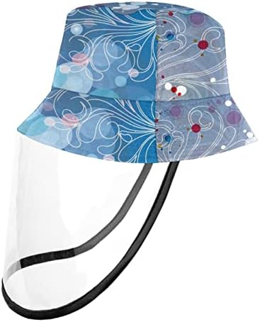 Yetişkin Koruyucu Şapka ile Yüz Kalkanı, Balıkçı Şapka Anti güneşlikli kep, Çiçekler Mavi Çiçek Sanatsal Moda