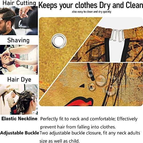 visesunny Berber Pelerin Sanat Renkli Eskiz Güzel Kız Yüz Altın Desen Polyester Saç Kesme Salon Pelerin Önlük Anti-Statik